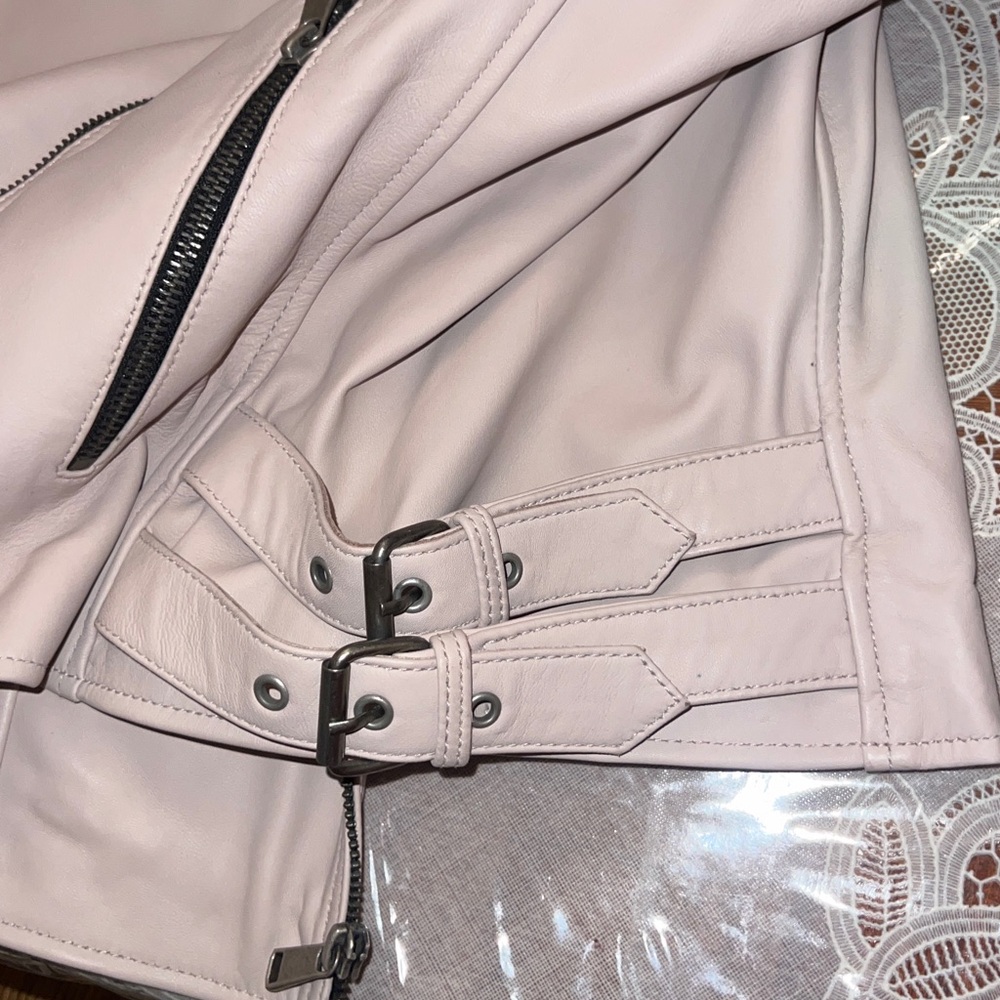 Vintage Women's Light Pink Leather Jacket - Picture 3 of 6